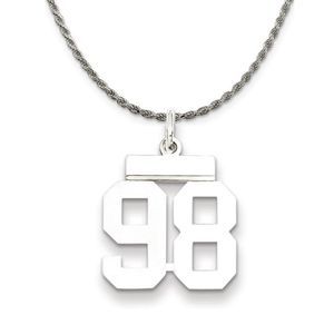 Sterling Silver Athletic Lg Polished Number 98 Necklace - 24 Inch